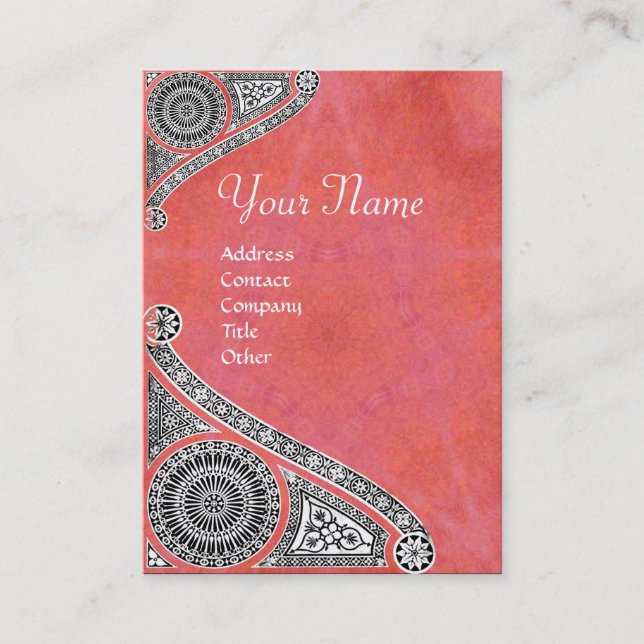 RENAISSANCE MONOGRAM 4 antique red pink Business Card (Front)