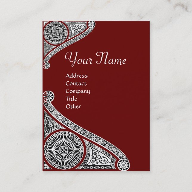 RENAISSANCE MONOGRAM 4 red brown Business Card (Front)