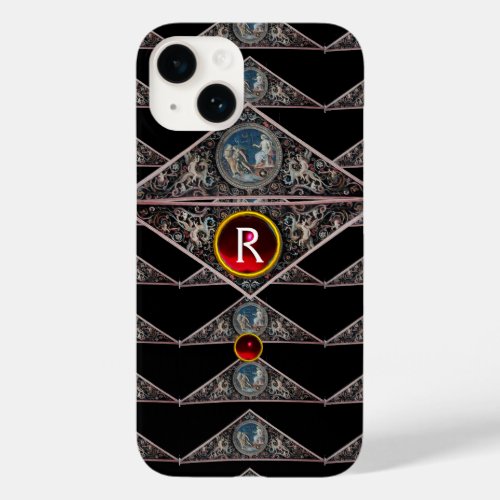 RENAISSANCE MONOGRAM RED RUBY GEM STONES Black Case_Mate iPhone 14 Case