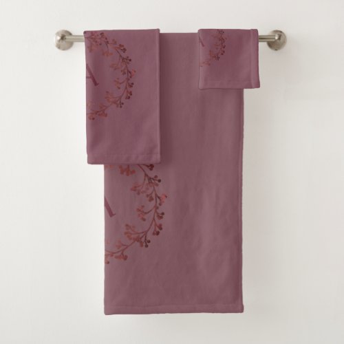 Renaissance Mood Dry Rose Petal Solid Monogram Bath Towel Set