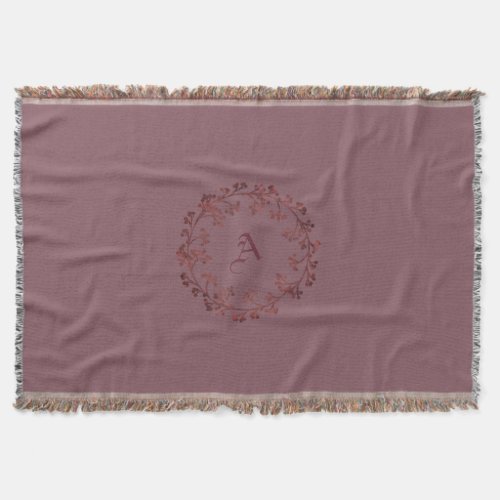 Renaissance Mood Dry Rose Petal Solid Monogram Throw Blanket