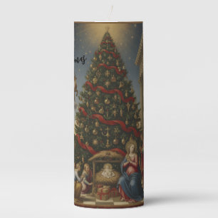 Renaissance Nativity Santa Christmas Pillar Candle