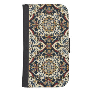 Renaissance Navy Gold Floral Symmetry Galaxy S4 Wallet Case
