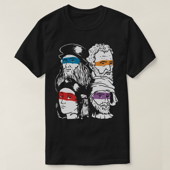Renaissance Ninja Artists Poster Style Pop Art T-Shirt (Design Front)
