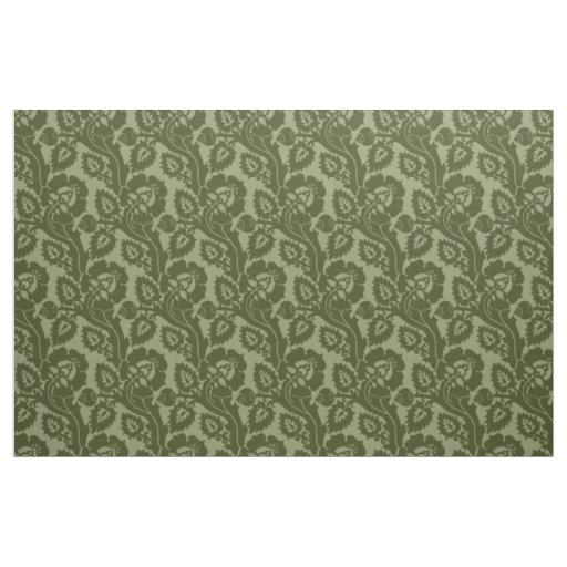 Renaissance Oblique Floral, Olive Green Fabric