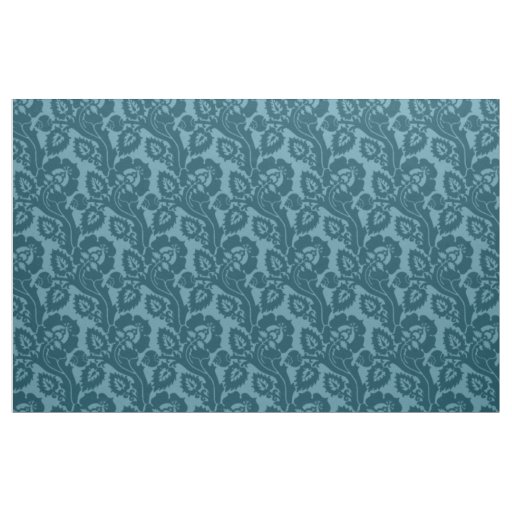 Renaissance Oblique Floral, Peacock Blue Fabric