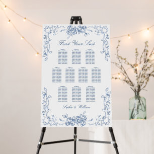 Renaissance Ornate Blue 10 Tables SEATING CHART Foam Board