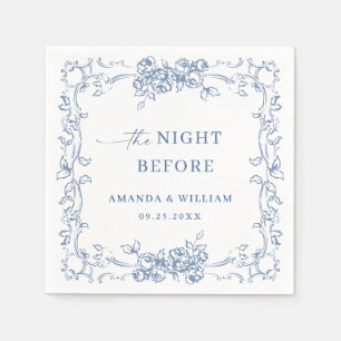 Renaissance Ornate Dusty Blue Rehearsal Dinner Napkins