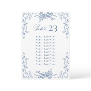 Renaissance Ornate Dusty Blue Seating Chart Card