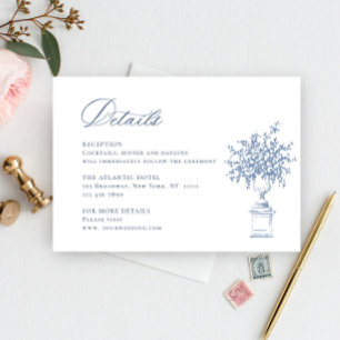Renaissance Ornate Dusty Blue Wedding  Details Enclosure Card