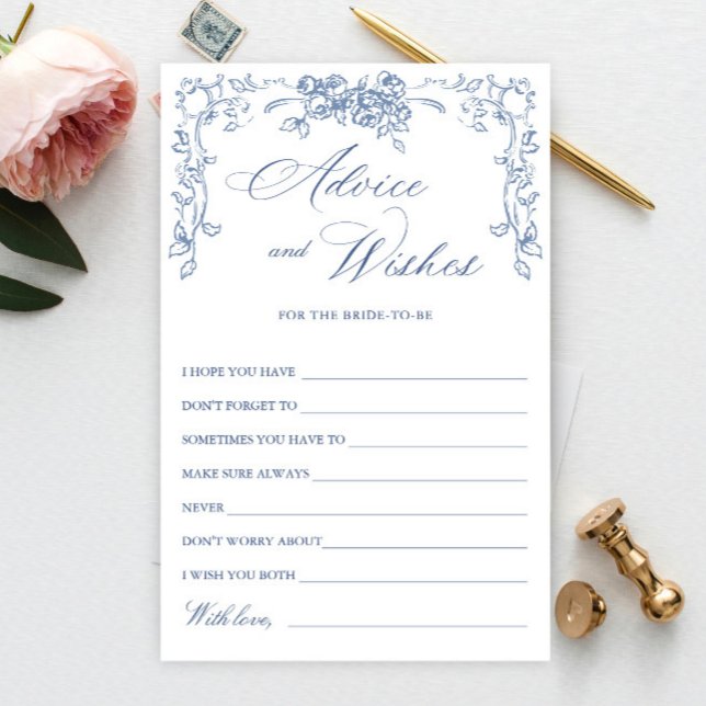 Renaissance Ornate Dusty Blue Wishes & Advice Card (Creator Uploaded)