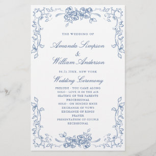 Renaissance Ornate Dusty Wedding Ceremony Program