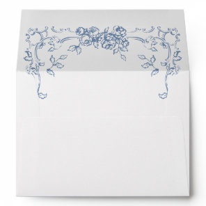 Renaissance Ornate Floral Dusty Blue Wedding Envelope