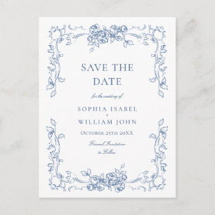 Renaissance Ornate Floral Wedding Save the Date Postcard