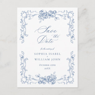 Renaissance Ornate Floral Wedding Save the Date Postcard