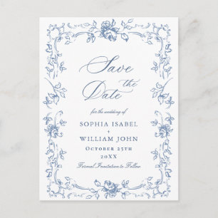 Renaissance Ornate Floral Wedding Save the Date Postcard