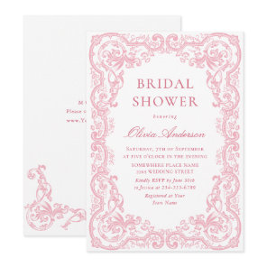 Renaissance Ornate Pink Blush Floral Bridal Shower Invitation