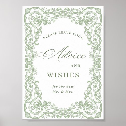 Renaissance Ornate Sage Green Advice & Wishes