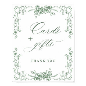 Renaissance Ornate Sage Green Cards and Gifts Poster