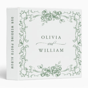 Renaissance Ornate Sage Green Wedding photo album 3 Ring Binder