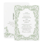 Renaissance Ornate Sage Green Wedding QR code
