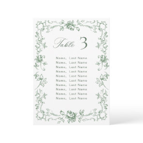 Renaissance Ornate Wedding Seating Chart Card