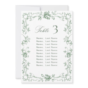 Renaissance Ornate Wedding Seating Chart Card