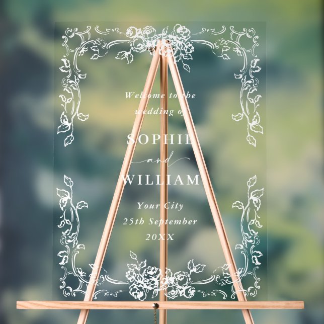 Renaissance Ornate Wedding WELCOME Wedding Acrylic Sign (Neutral)