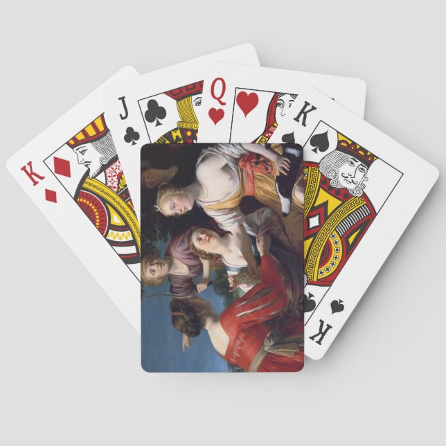 Renaissance painting women with greyhound poker cards (Back)