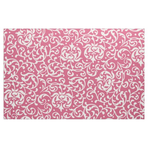 Renaissance Pink and White Floral Damask Fabric