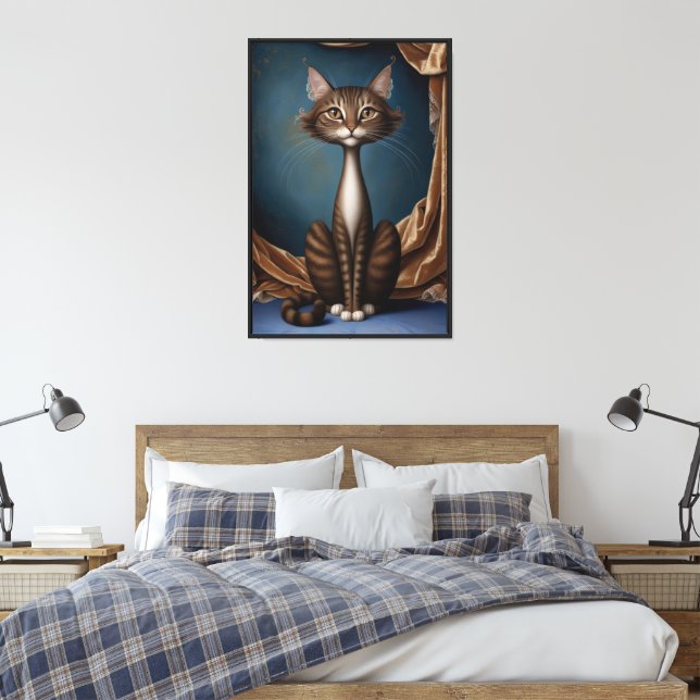 Renaissance portrait cat animal canvas print (Insitu(Bedroom))