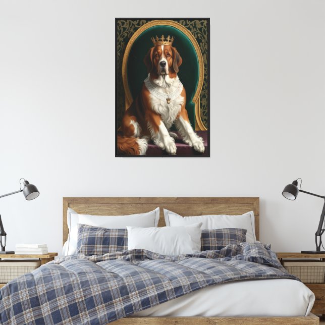 Renaissance portrait dog king canvas print (Insitu(Bedroom))
