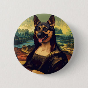 Renaissance Portrait–Inspired German Shepherd Art Button