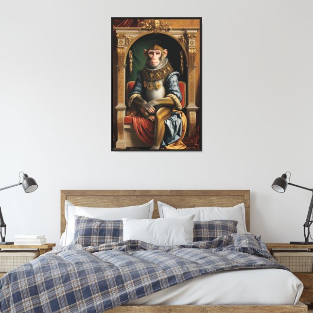 Renaissance portrait monkey canvas print (Insitu(Bedroom))
