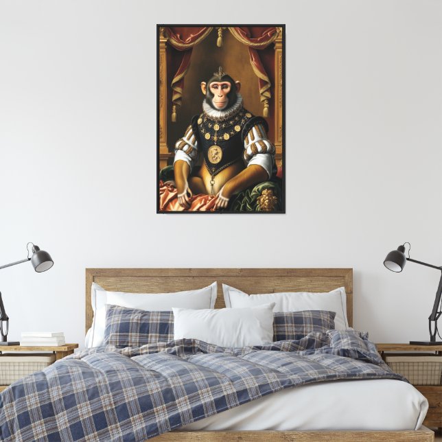Renaissance portrait monkey canvas print (Insitu(Bedroom))