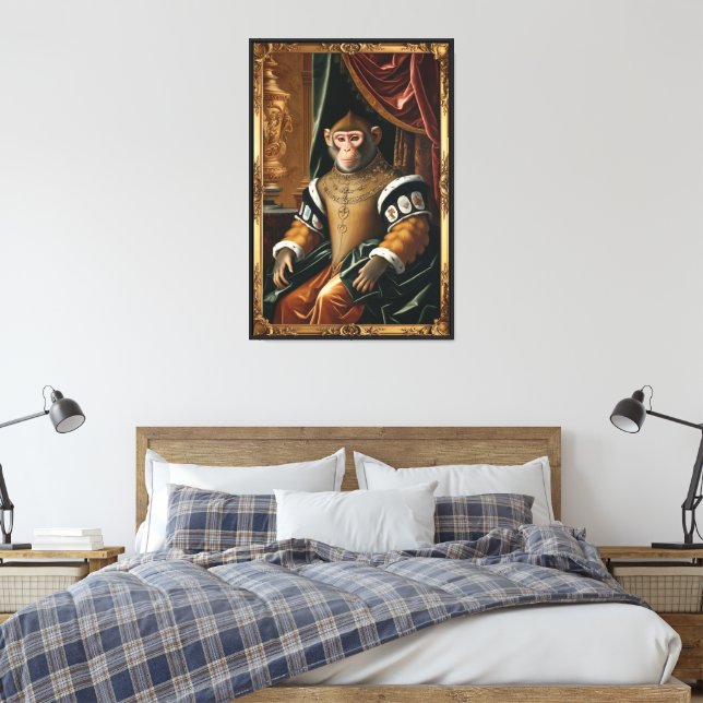 Renaissance portrait monkey king canvas print (Insitu(Bedroom))
