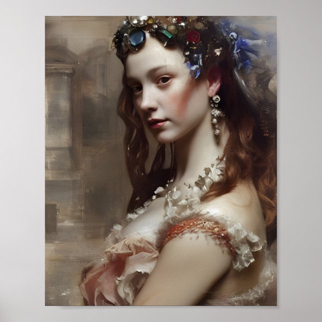 Renaissance Princess  AI generated fantasy art Poster (Front)
