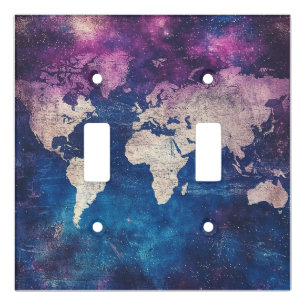 Renaissance Purple Celestial World Map Light Switch Cover