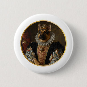 Renaissance Queen Portrait German Shepherd Button