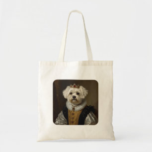 Renaissance Queen Portrait–Inspired Black Pug Art Tote Bag