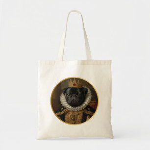Renaissance Queen Portrait–Inspired Black Pug Art Tote Bag