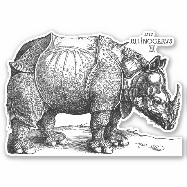 Renaissance Rhinoceros Albrecht Durer Sticker (Front)