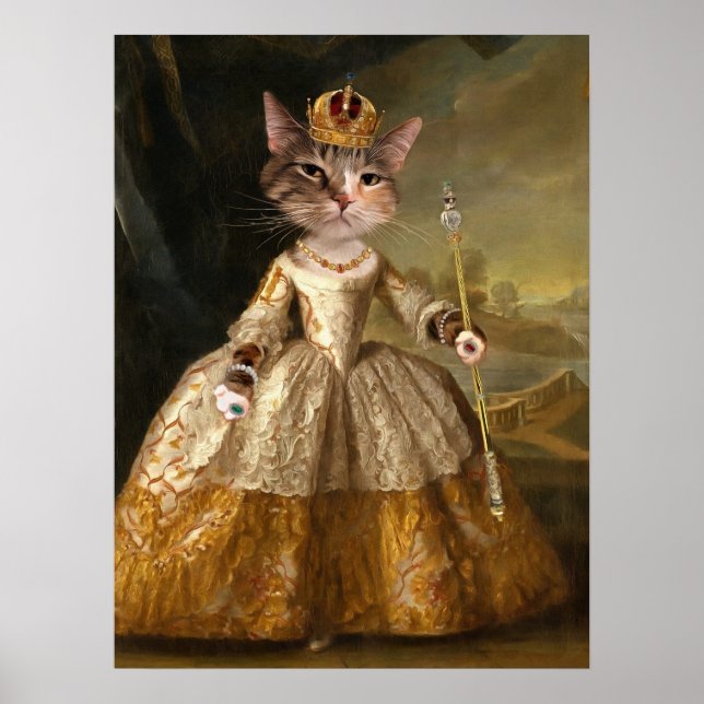 Renaissance Royal Pet Portrait Painting by Milly M Poster (Front)