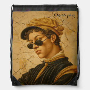 Renaissance Scholar with Sunglasses Vintage Portra Drawstring Bag