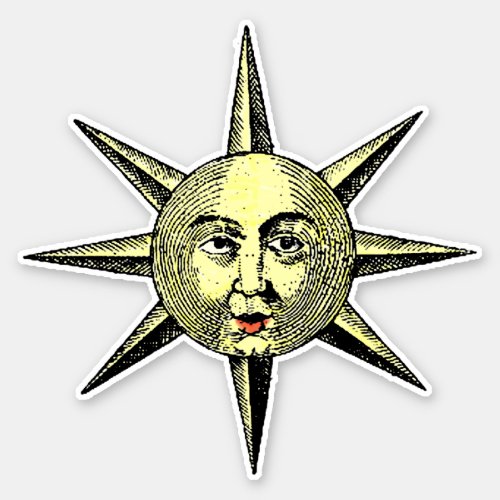 Renaissance Science Astronomy Hand Colored Sun Sticker
