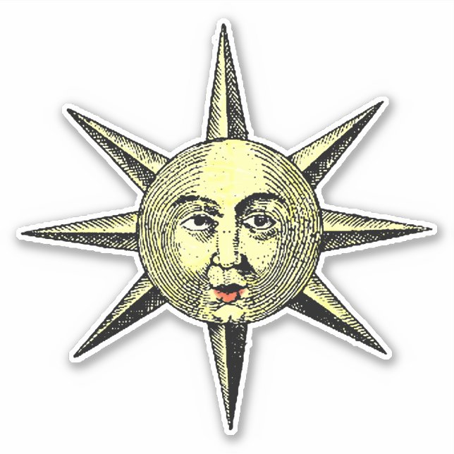 Renaissance Science Astronomy Hand Colored Sun Sticker (Front)