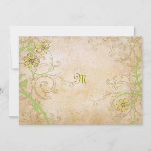 Renaissance Scrolling Vines and Flowers Wedding In Invitation (Front)