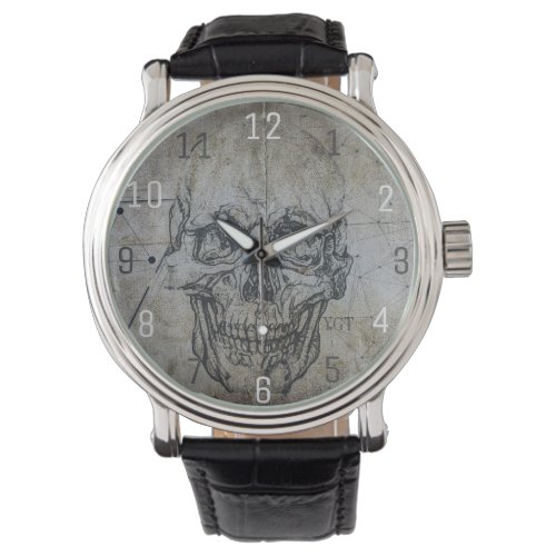 Renaissance Skull Sketch Design Mens Watch