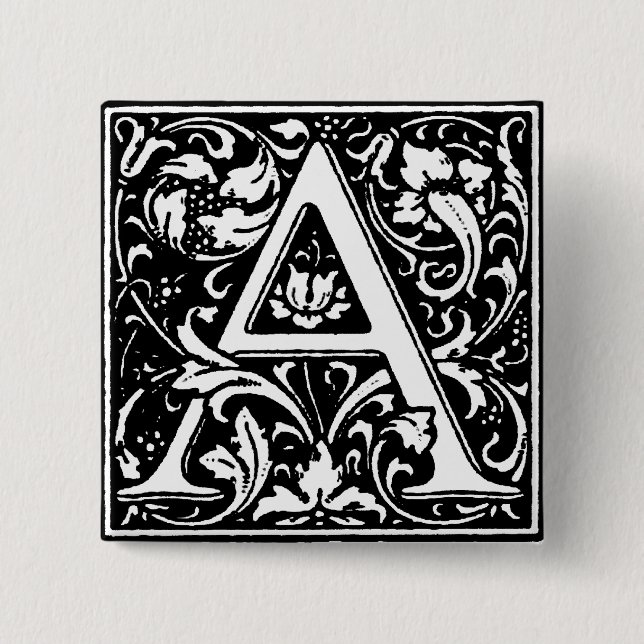 Renaissance Style Alphabet Letter A - Pin (Front)