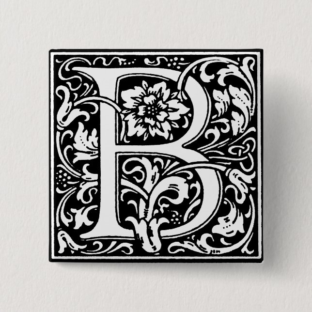 Renaissance Style Alphabet Letter B - Pin (Front)